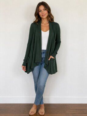 $138 Athleta Pranayama Wrap Cardigan Dark Green Size Large